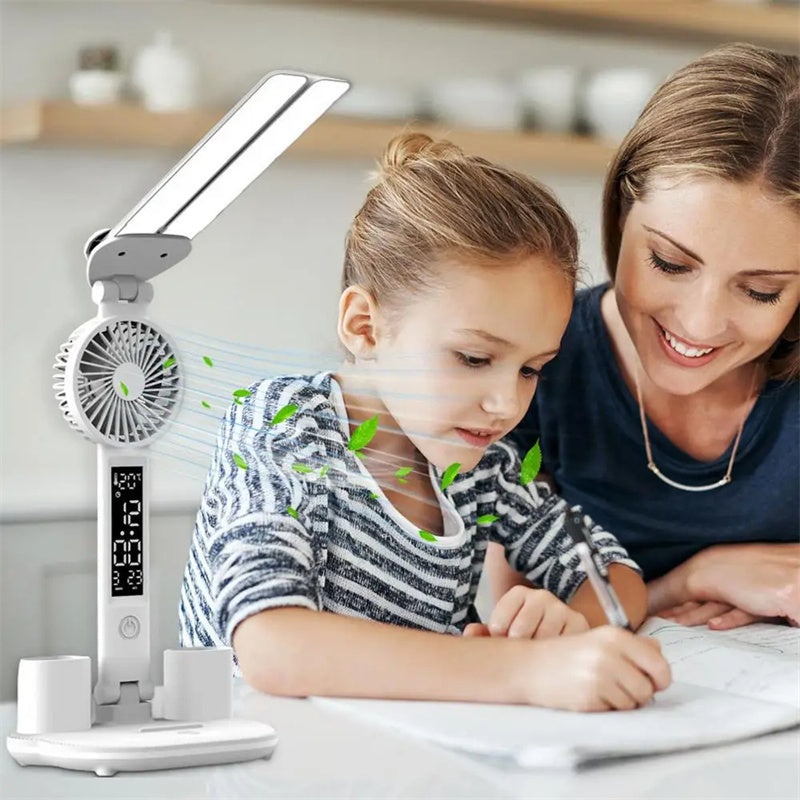 Celestial Foldable LED Desk Lamp with Fan & Pen Holder