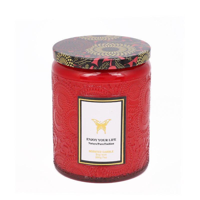 Embossed Glass Soy Candle