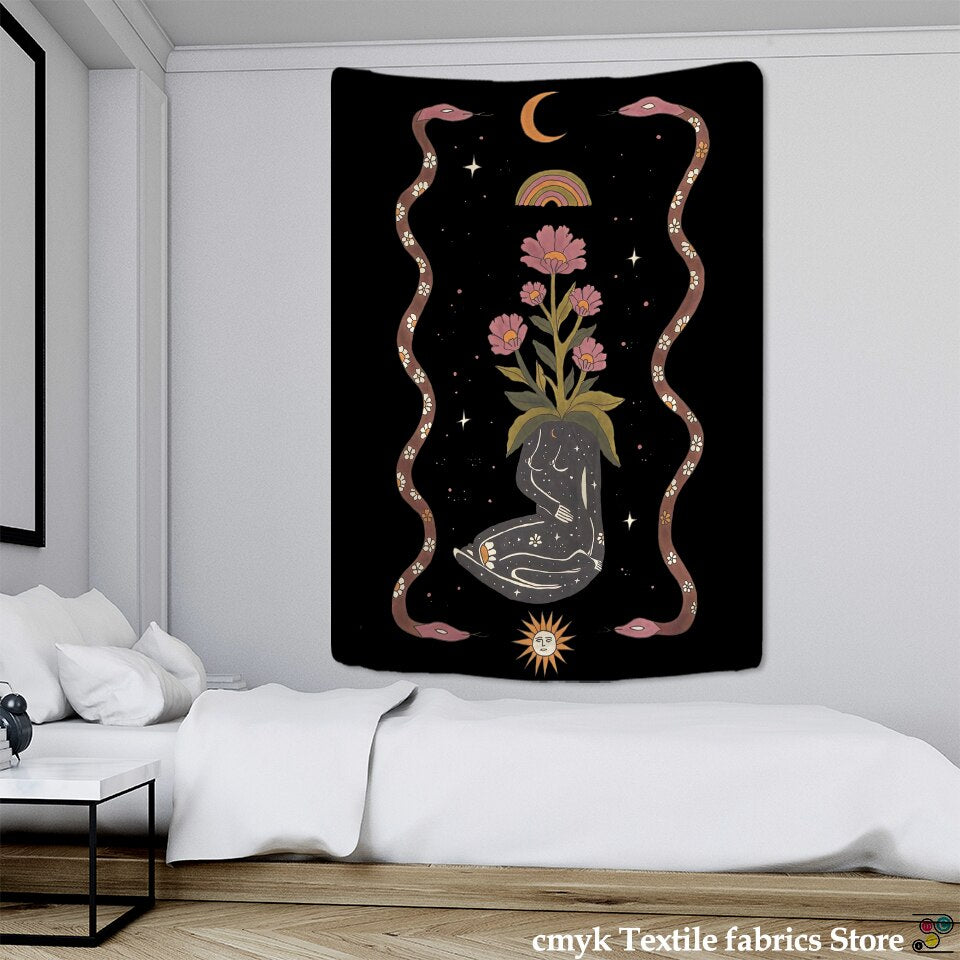 "Goddess Tarot: Celestial Boho Tapestry"