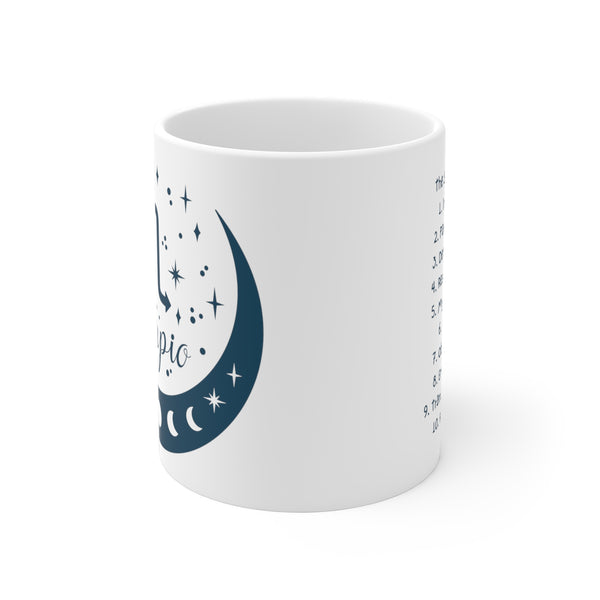 Zodiac Coffee Mug with Traits: Scorpio Edition