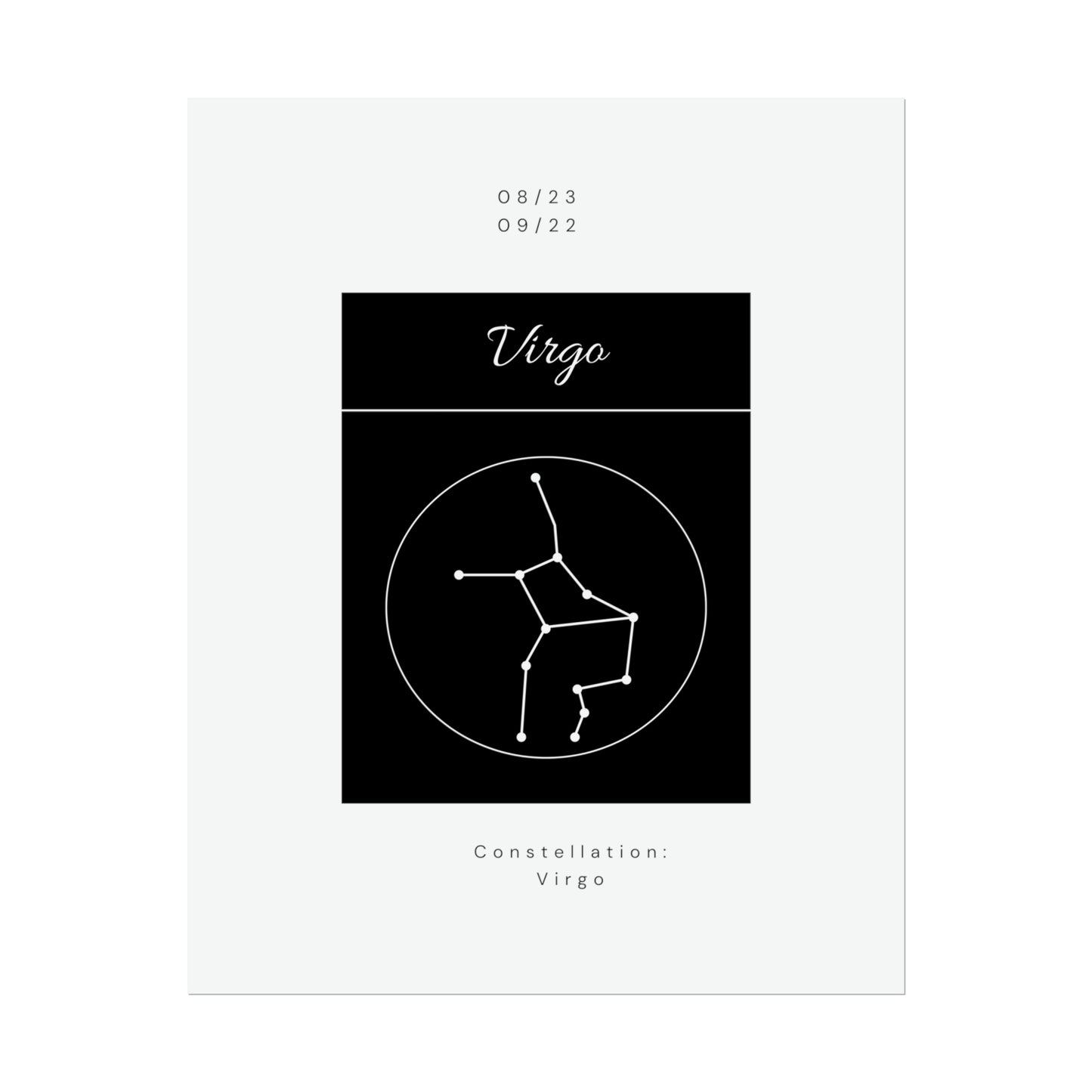 Zodiac Poster/ Virgo Star Constellation