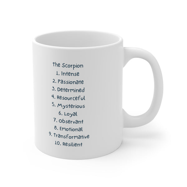 Zodiac Coffee Mug with Traits: Scorpio Edition