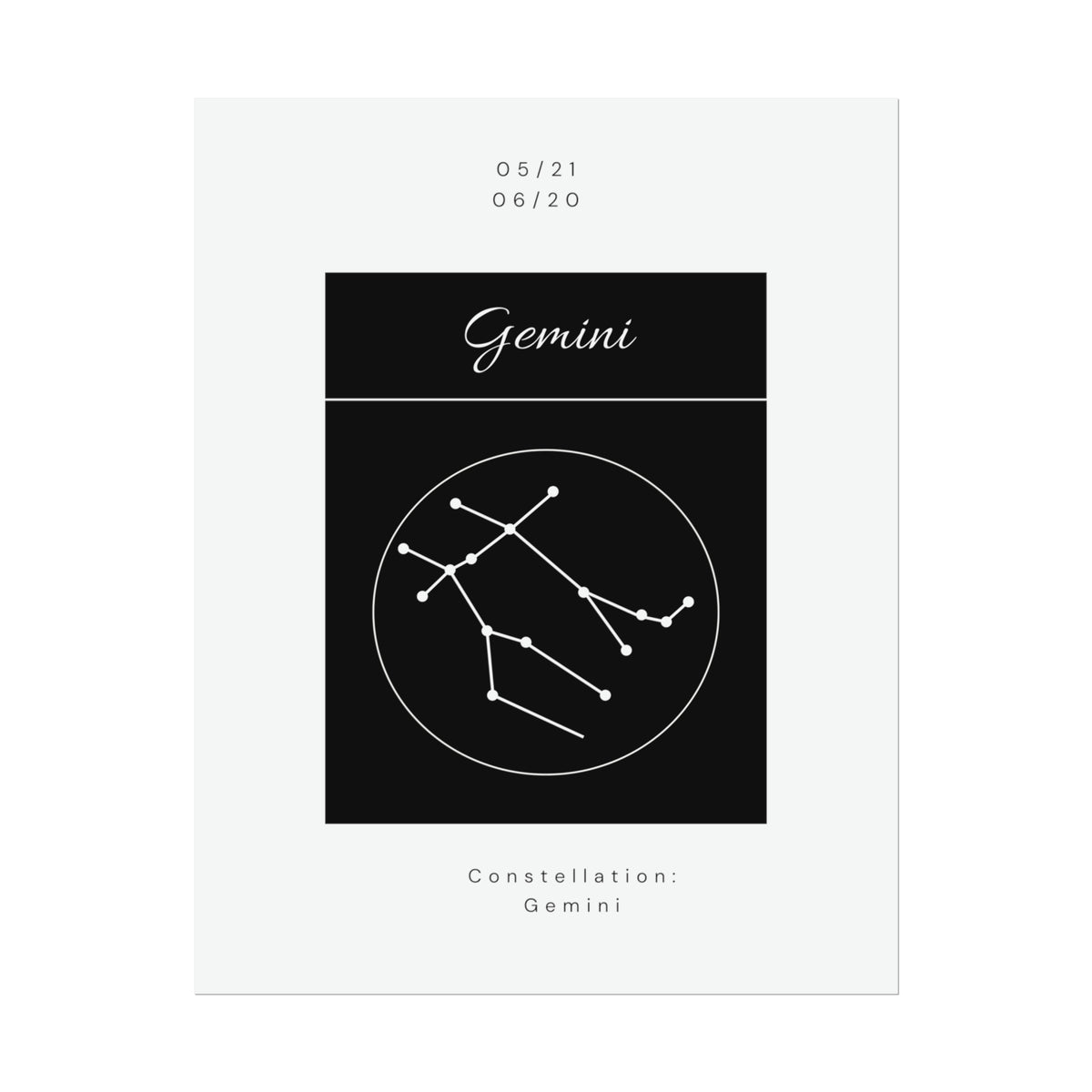 Gemini Star Constellation Zodiac Poster