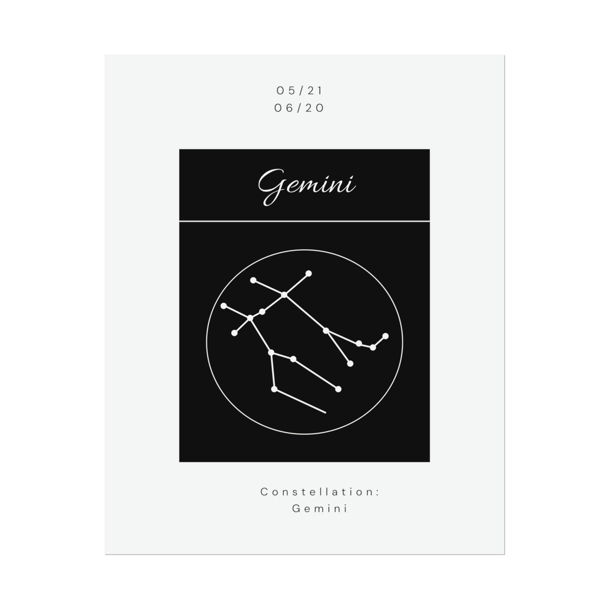 Gemini Star Constellation Zodiac Poster