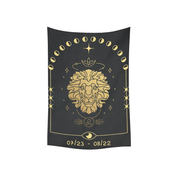 Leo Majestic Lion Tapestry in Black and Gold