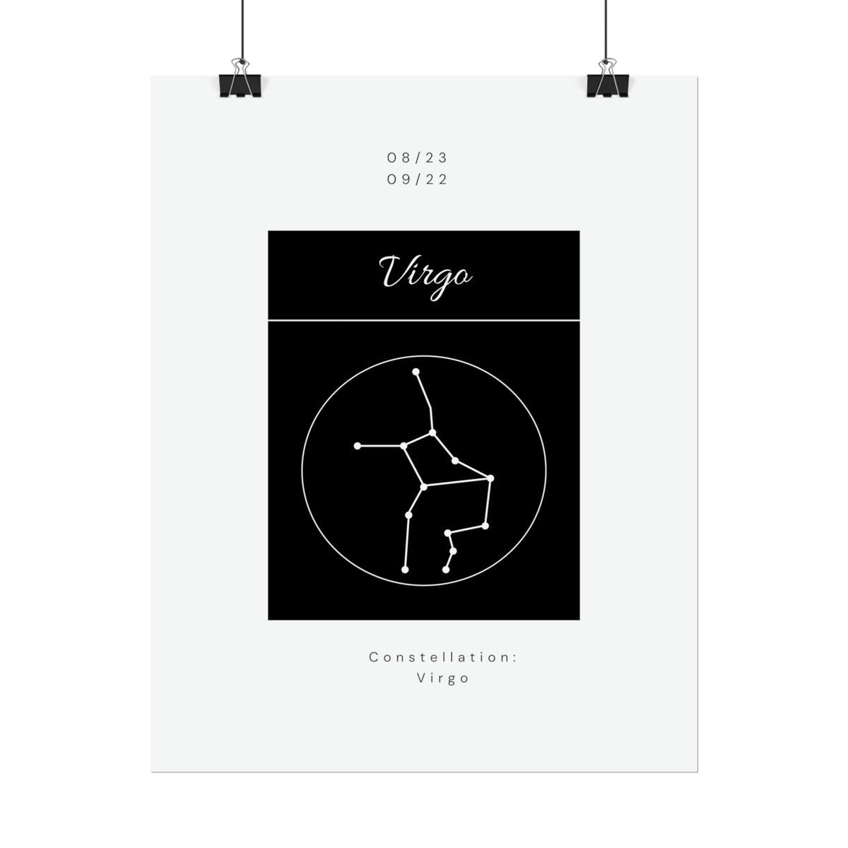 Zodiac Poster/ Virgo Star Constellation