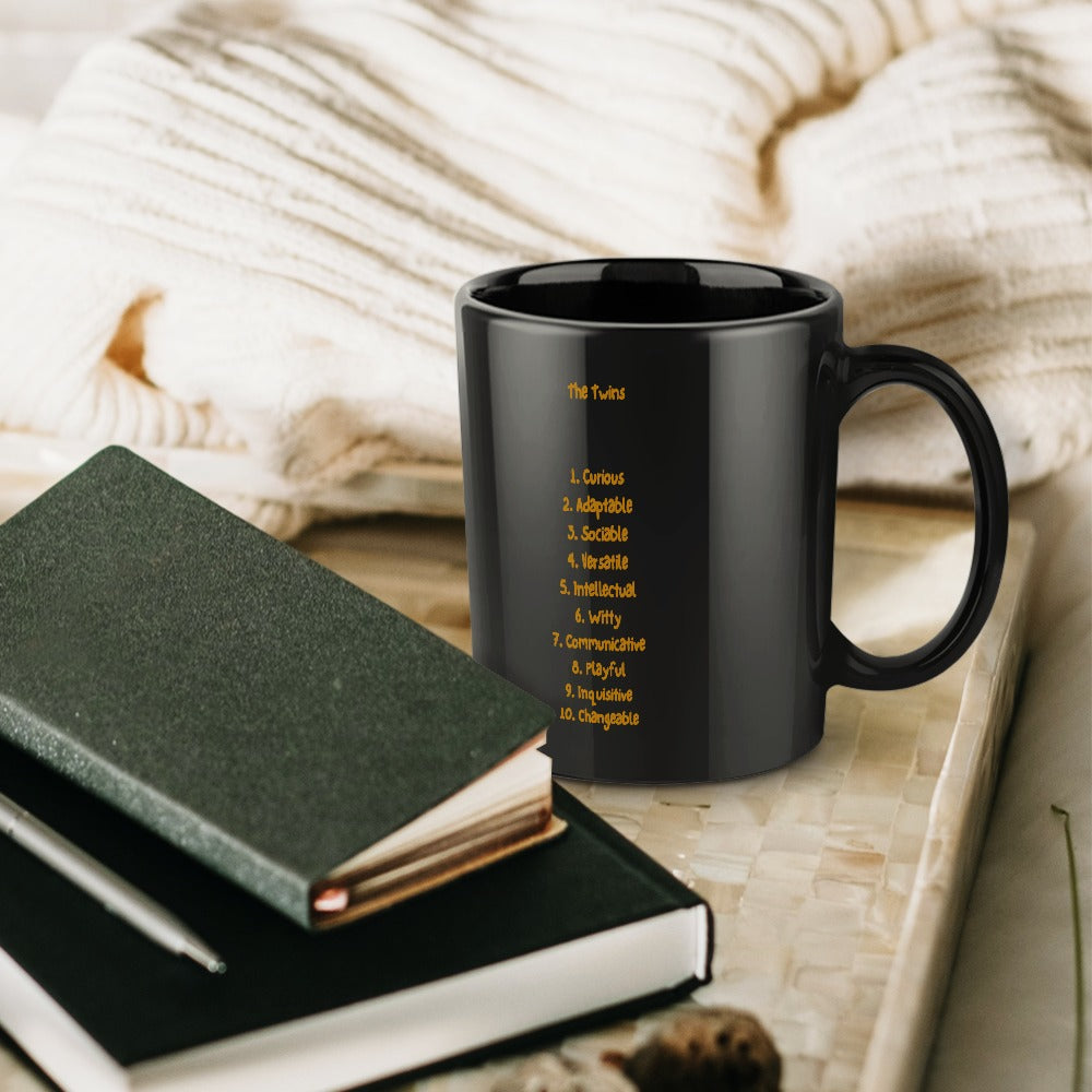 Gemini Traits Zodiac Coffee Mug - Black Edition