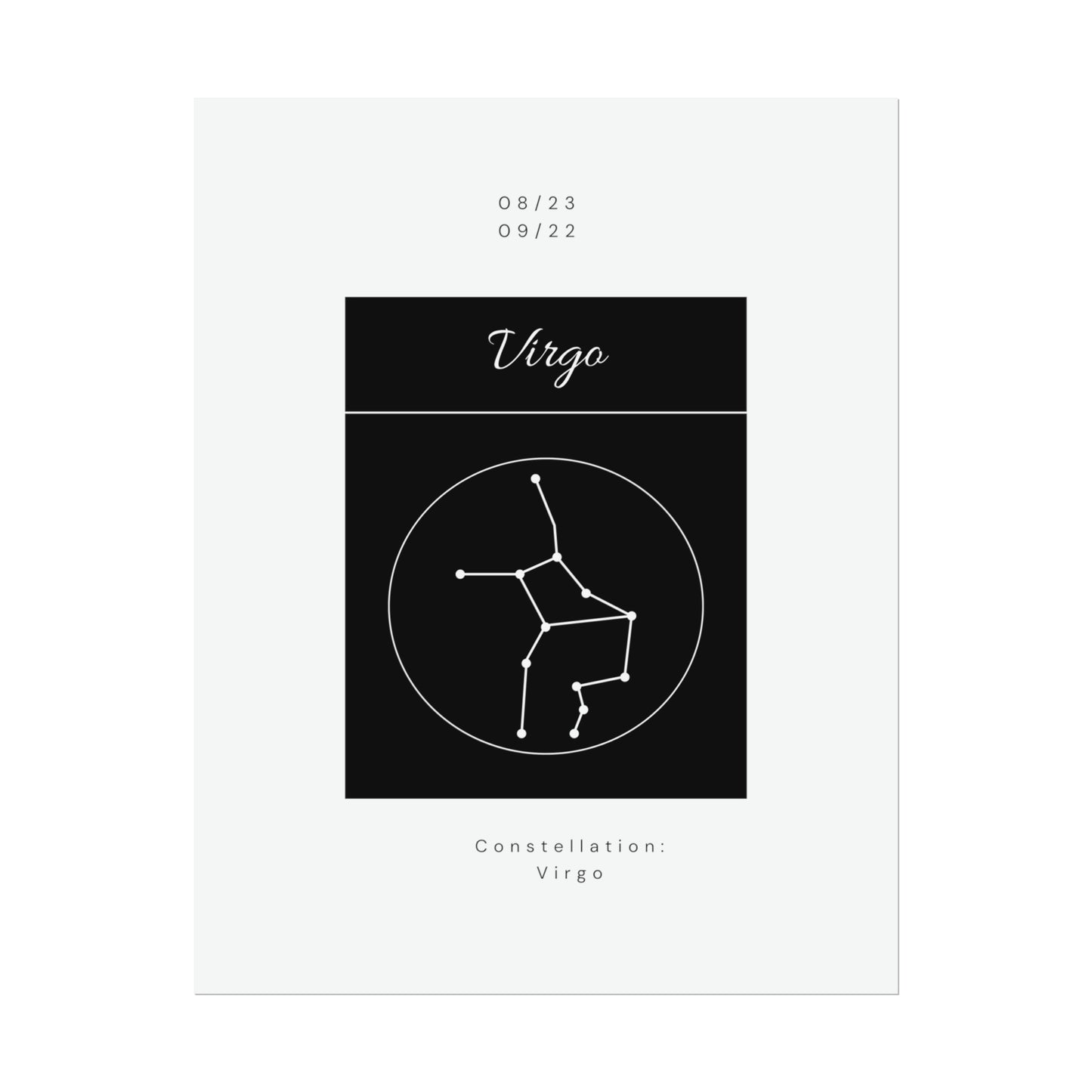 Zodiac Poster/ Virgo Star Constellation