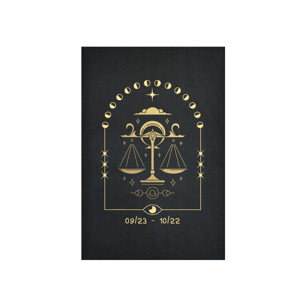 Libra Scales of Harmony Tapestry in Black and Gold