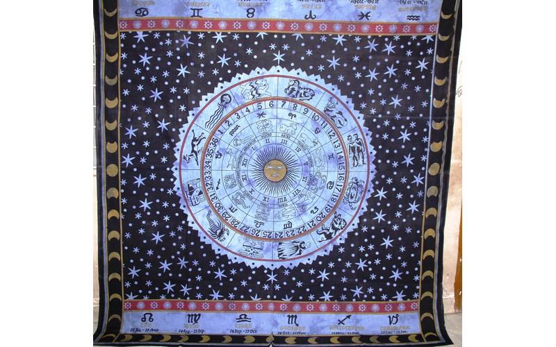 Blue Zodiac Horoscope Astrological Wall Tapestry