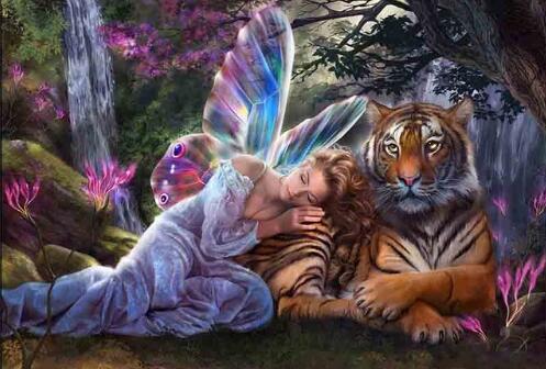 Mystical Companions Fairy & Tiger Diamond Art Kit