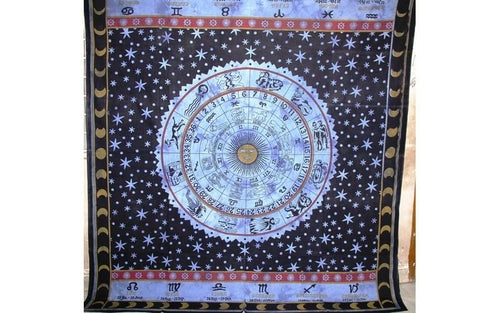 Blue Zodiac Horoscope Astrological Wall Tapestry