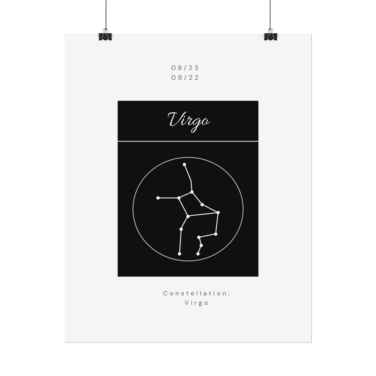 Zodiac Poster/ Virgo Star Constellation