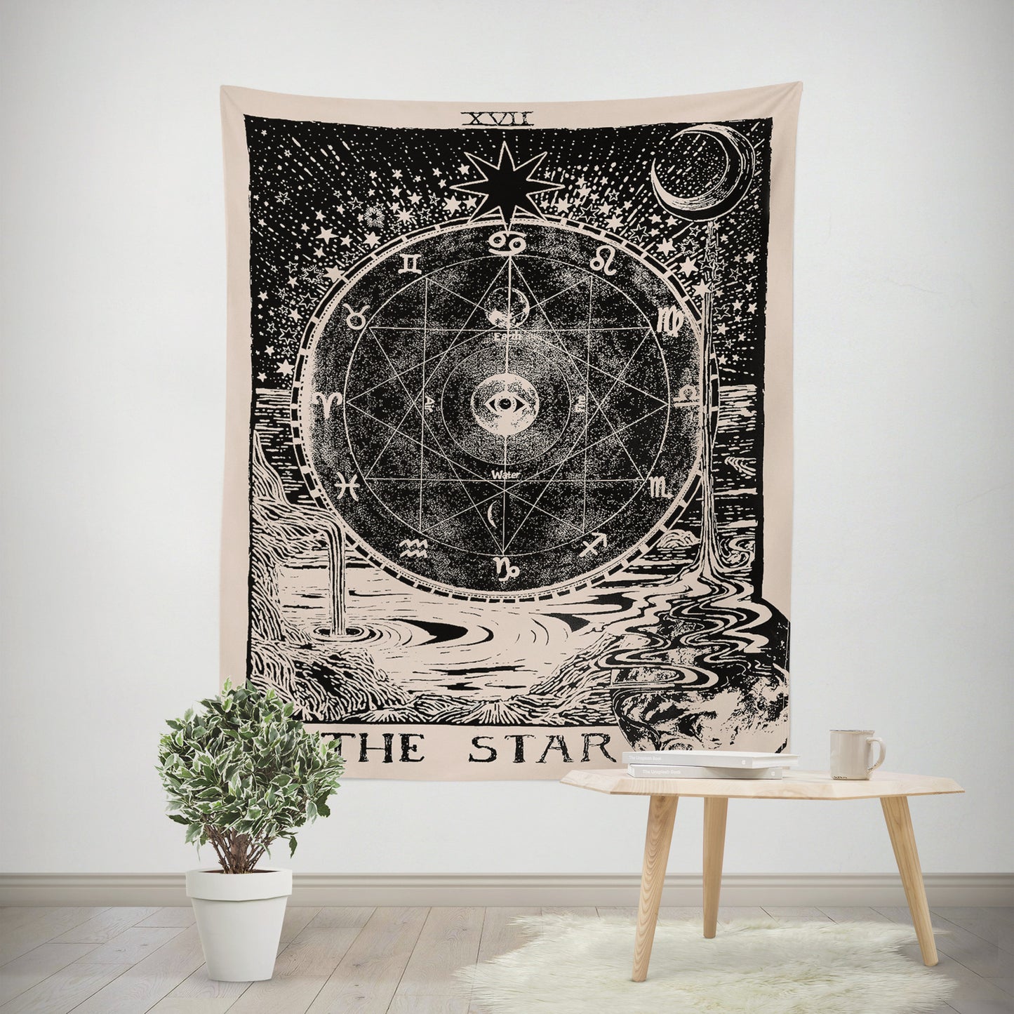 Retro divination constellation moon hanging cloth background