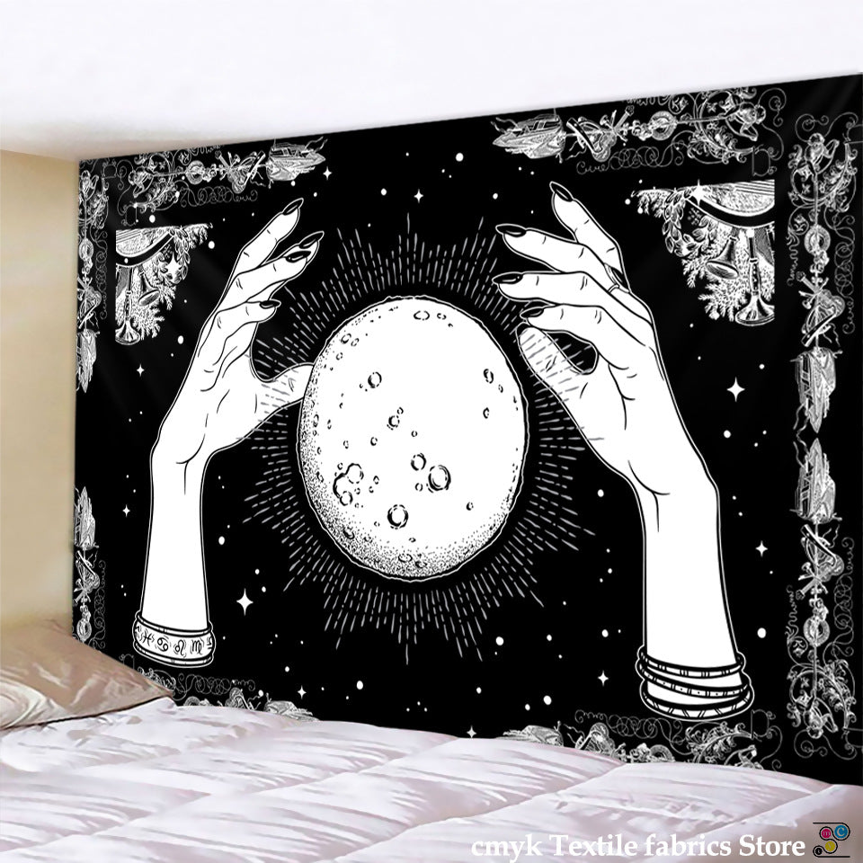 Moonlit Wiccan Ritual Tapestry: Celestial Decor