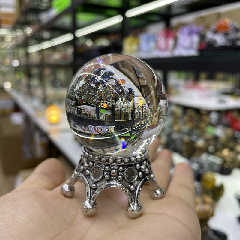 Zinc Alloy Star & Moon Crystal Ball Stand | Celestial Decor