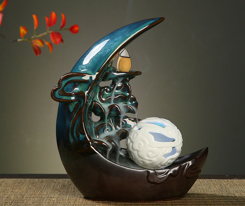 Mystic Moon LED Ceramic Incense Burner