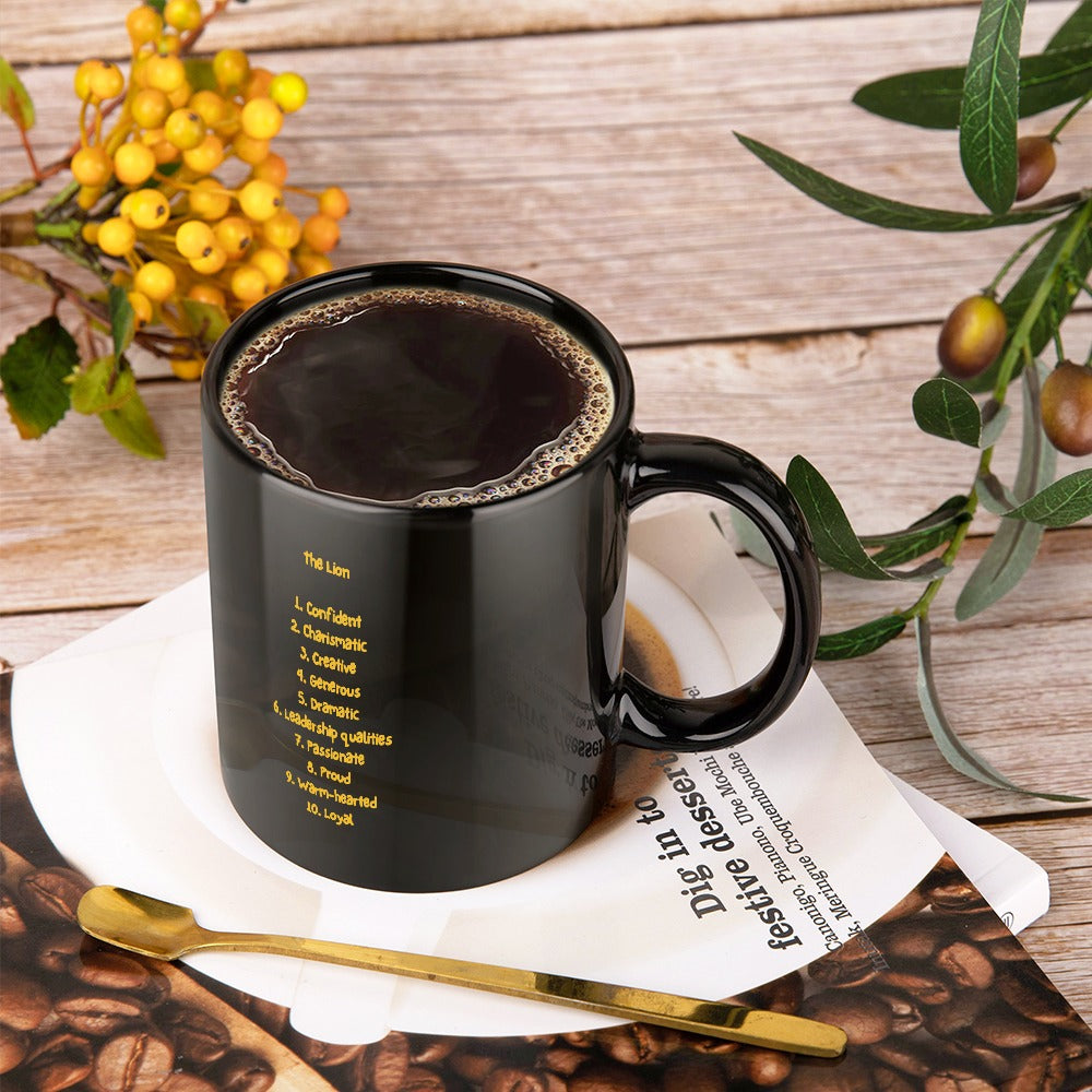 Leo Zodiac Coffee Mug – Black Edition