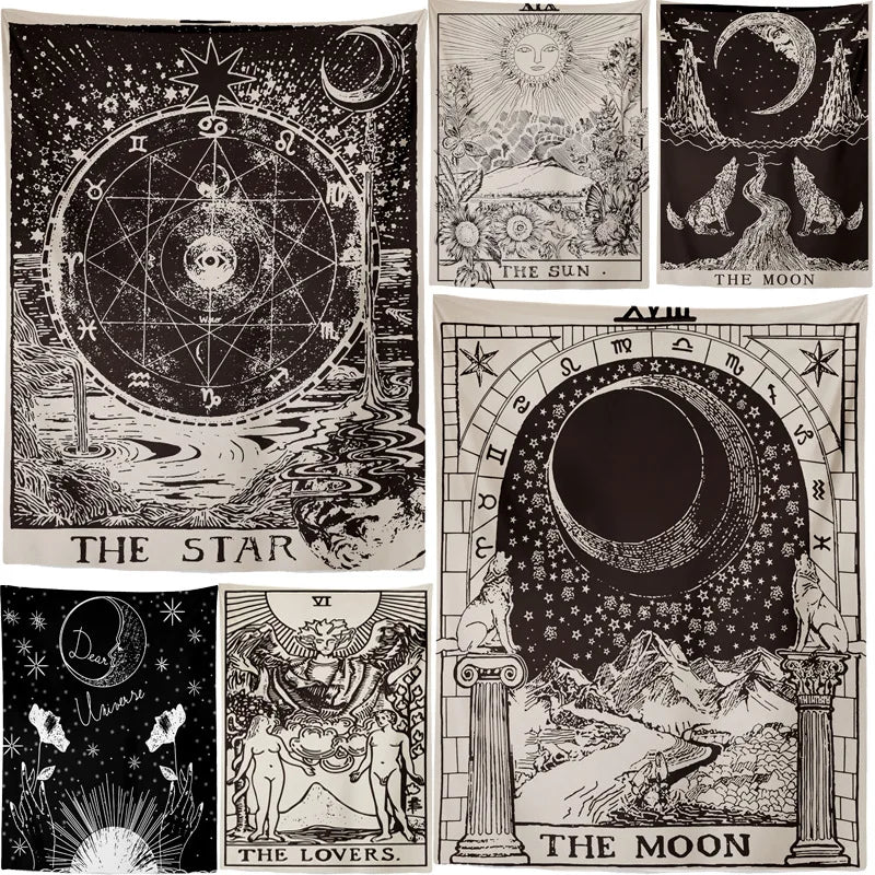 "Moon & Stars Zodiac Tapestry"