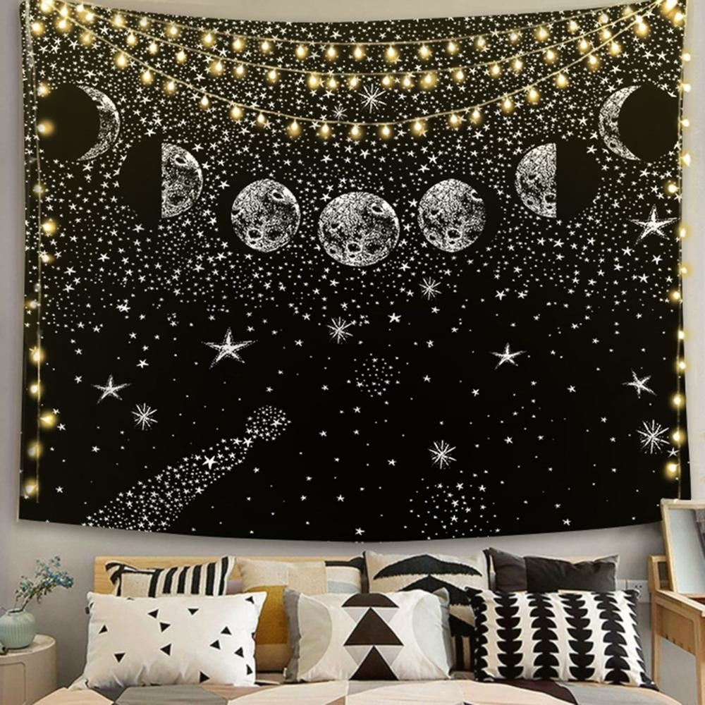 "Sun & Moon: Celestial Tapestry" Moon Phases with shooting Stars