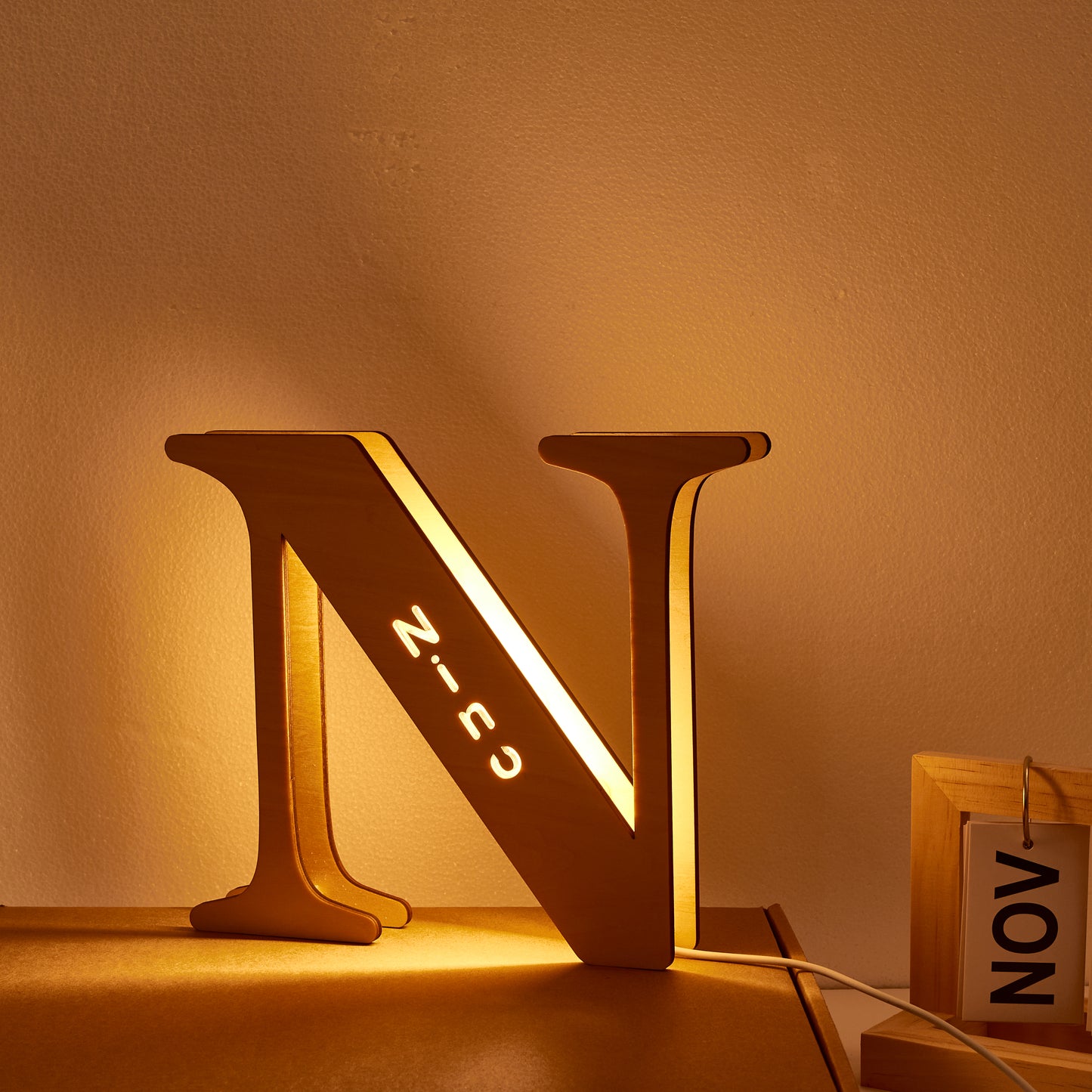 Radiant Custom Wooden Letter Lamp - Personalized Alphabet Night Light 19CM