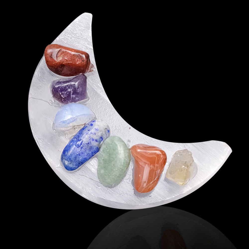 Natural Gypsum Stone Chakra Moon Ornament Crescent