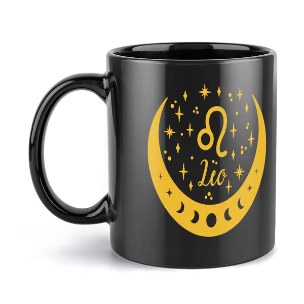 Leo Zodiac Coffee Mug – Black Edition