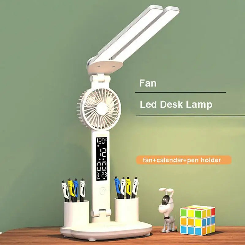 Celestial Foldable LED Desk Lamp with Fan & Pen Holder