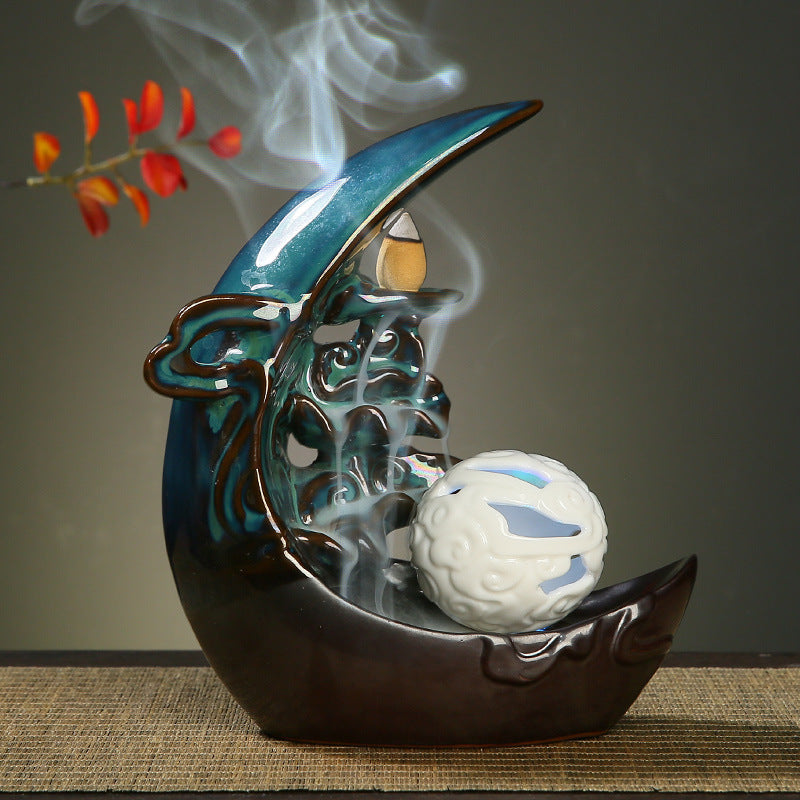 Mystic Moon LED Ceramic Incense Burner