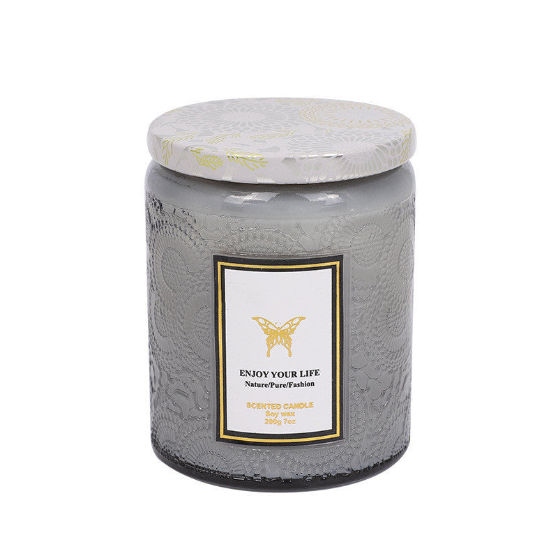 Embossed Glass Soy Candle