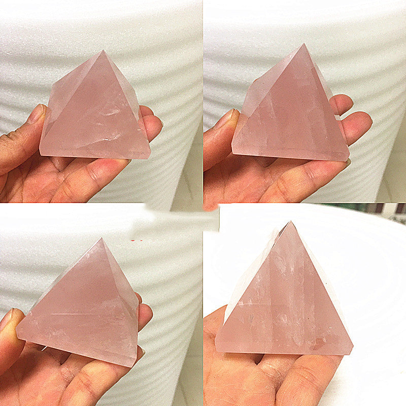 Natural Rose Quartz Pyramid Decor