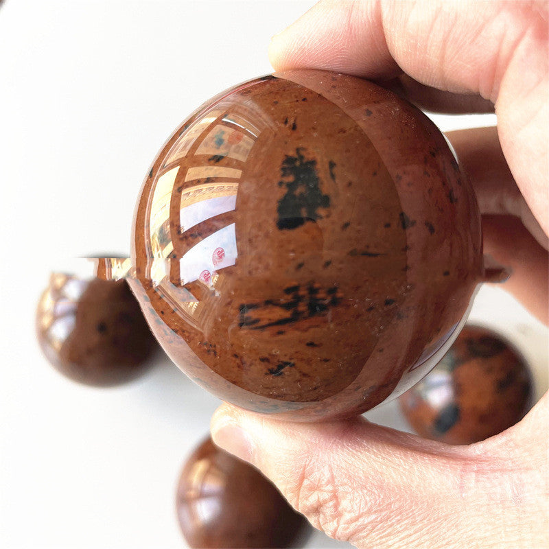 Red Obsidian Crystal Sphere Decor