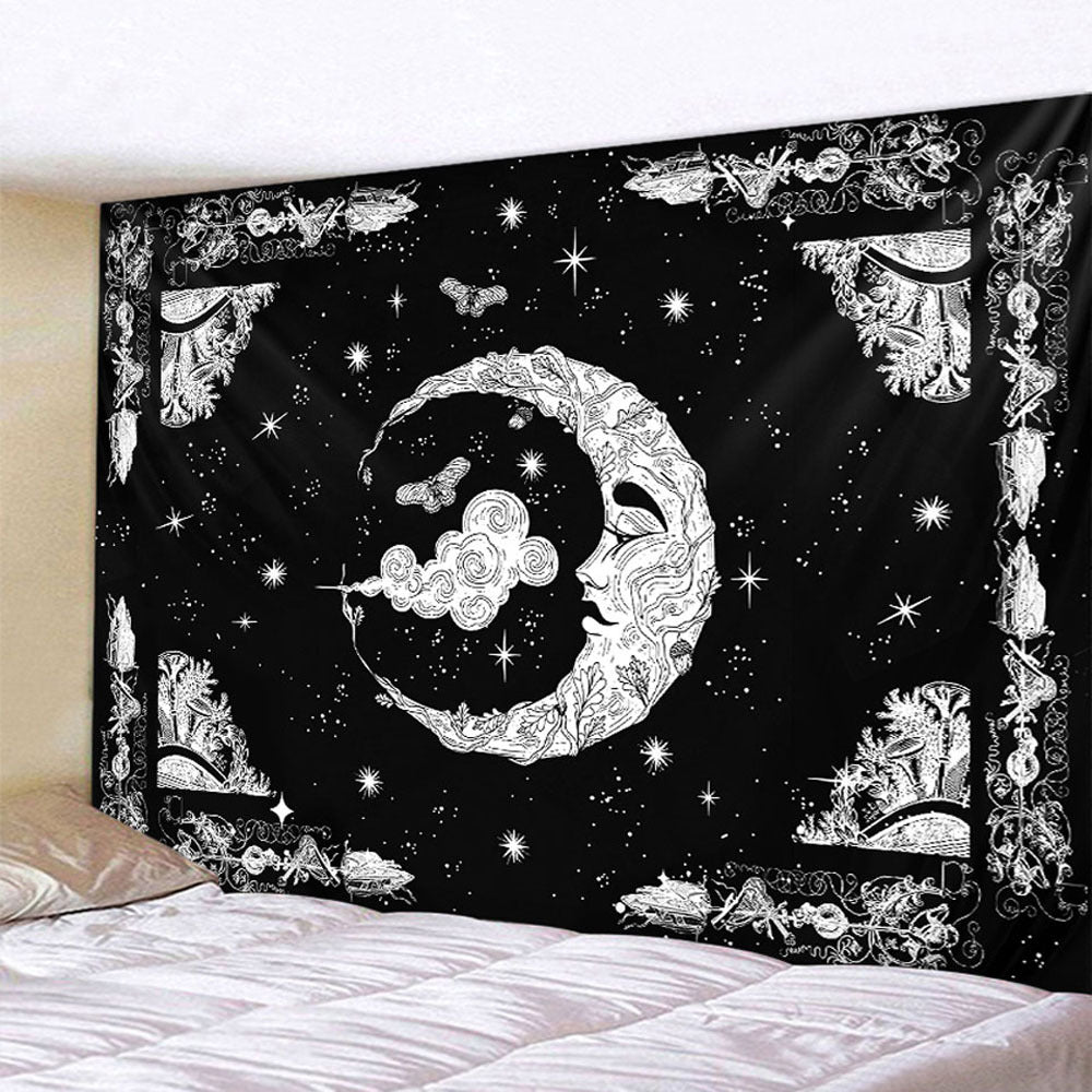 Moonlit Wiccan Ritual Tapestry: Celestial Decor