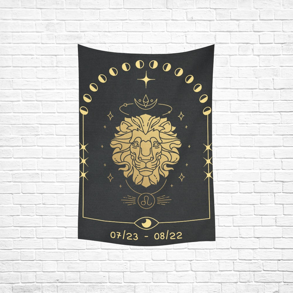 Leo Majestic Lion Tapestry in Black and Gold