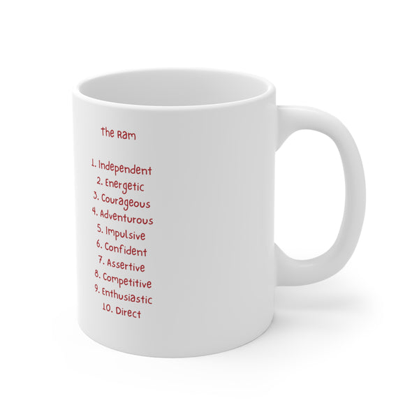 Zodiac Coffee Mug with Traits: Aries Edition