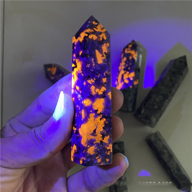 Purple Fluorescent Flame Stone Crystal Column