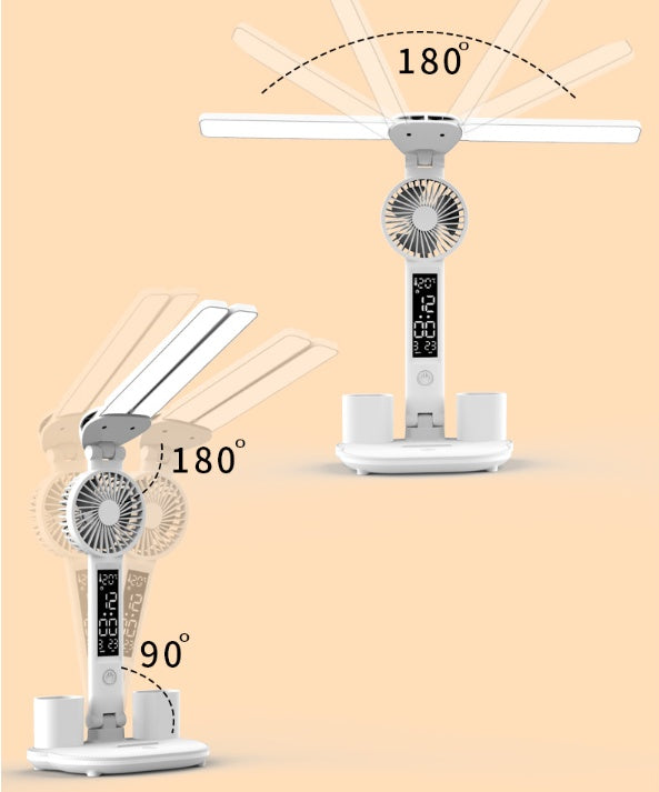 Celestial Foldable LED Desk Lamp with Fan & Pen Holder