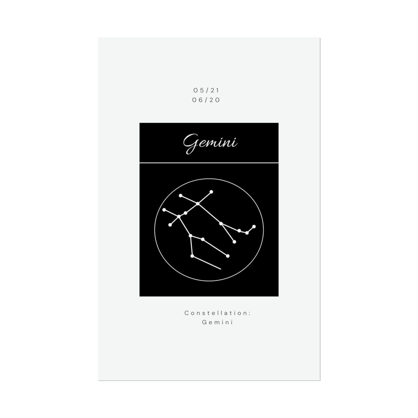 Gemini Star Constellation Zodiac Poster