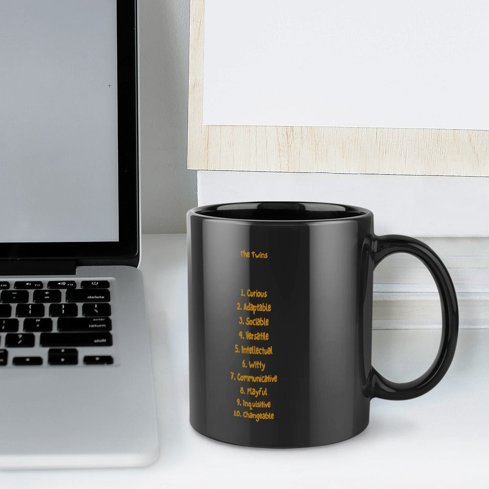 Gemini Traits Zodiac Coffee Mug - Black Edition