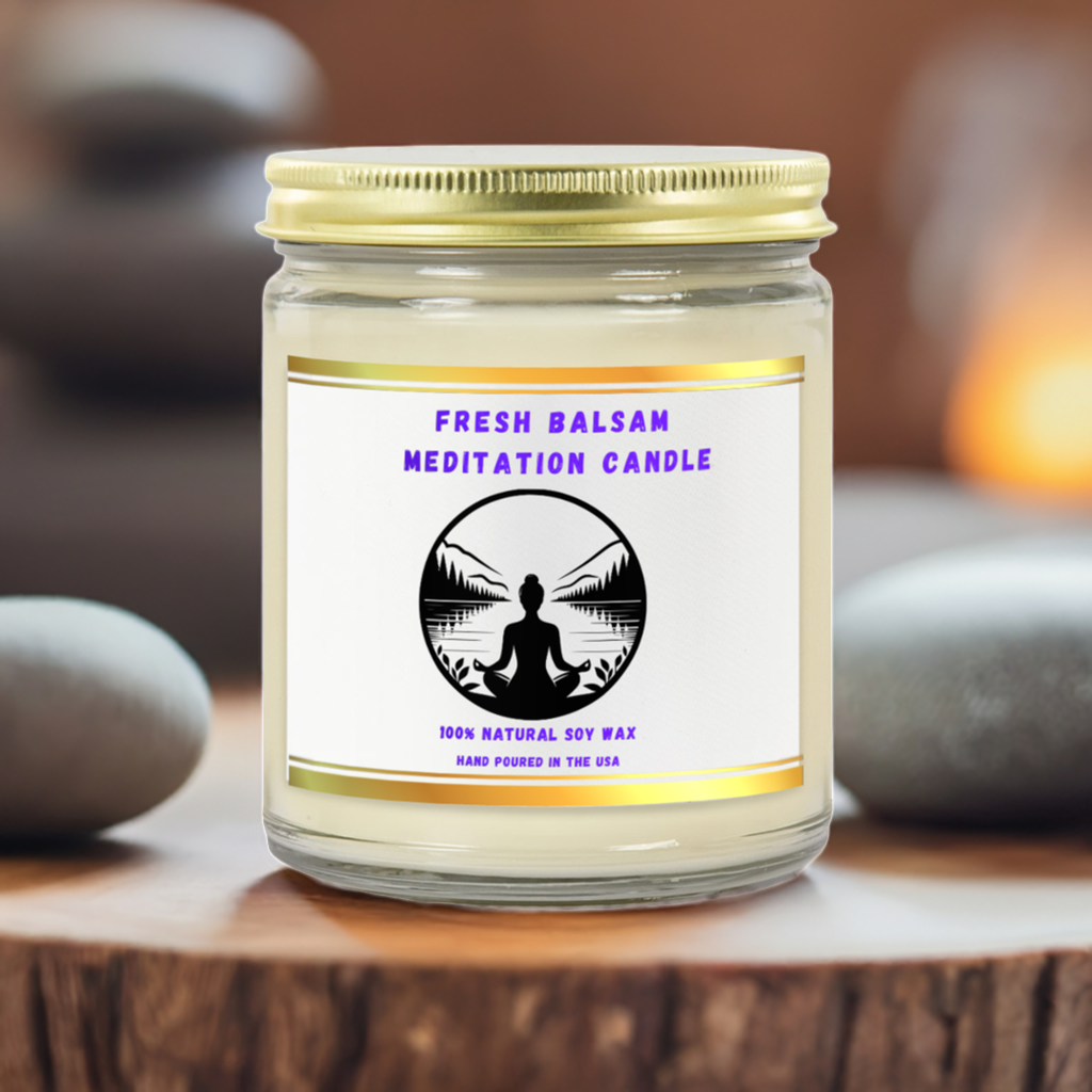 Fresh Balsam Meditation Candle in a meditation setting