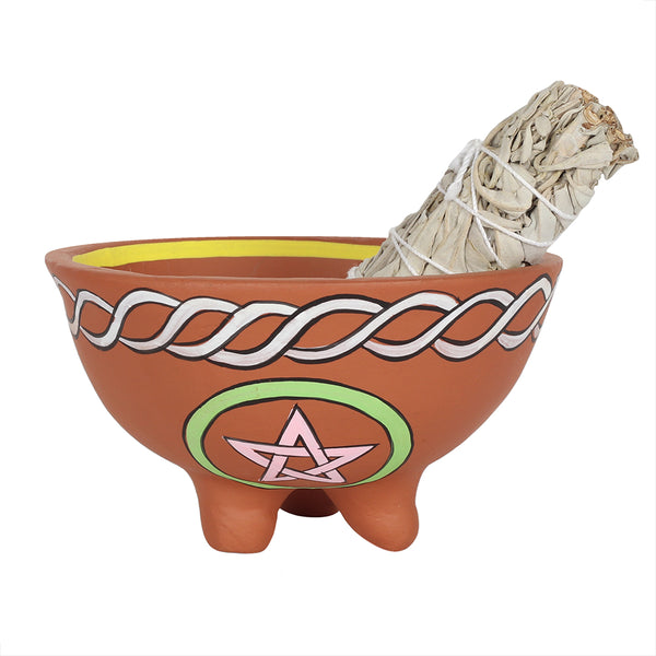 13cm Terracotta Pentacle Smudge Bowl