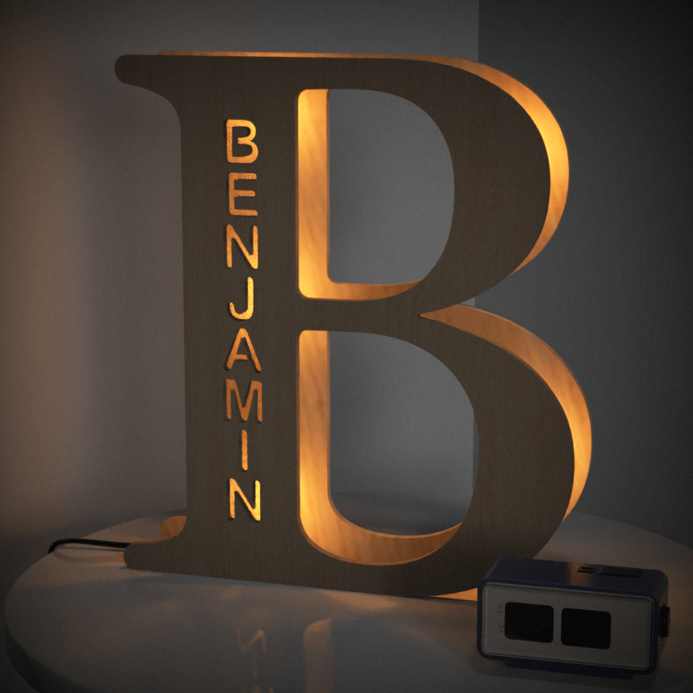 Radiant Custom Wooden Letter Lamp - Personalized Alphabet Night Light 19CM