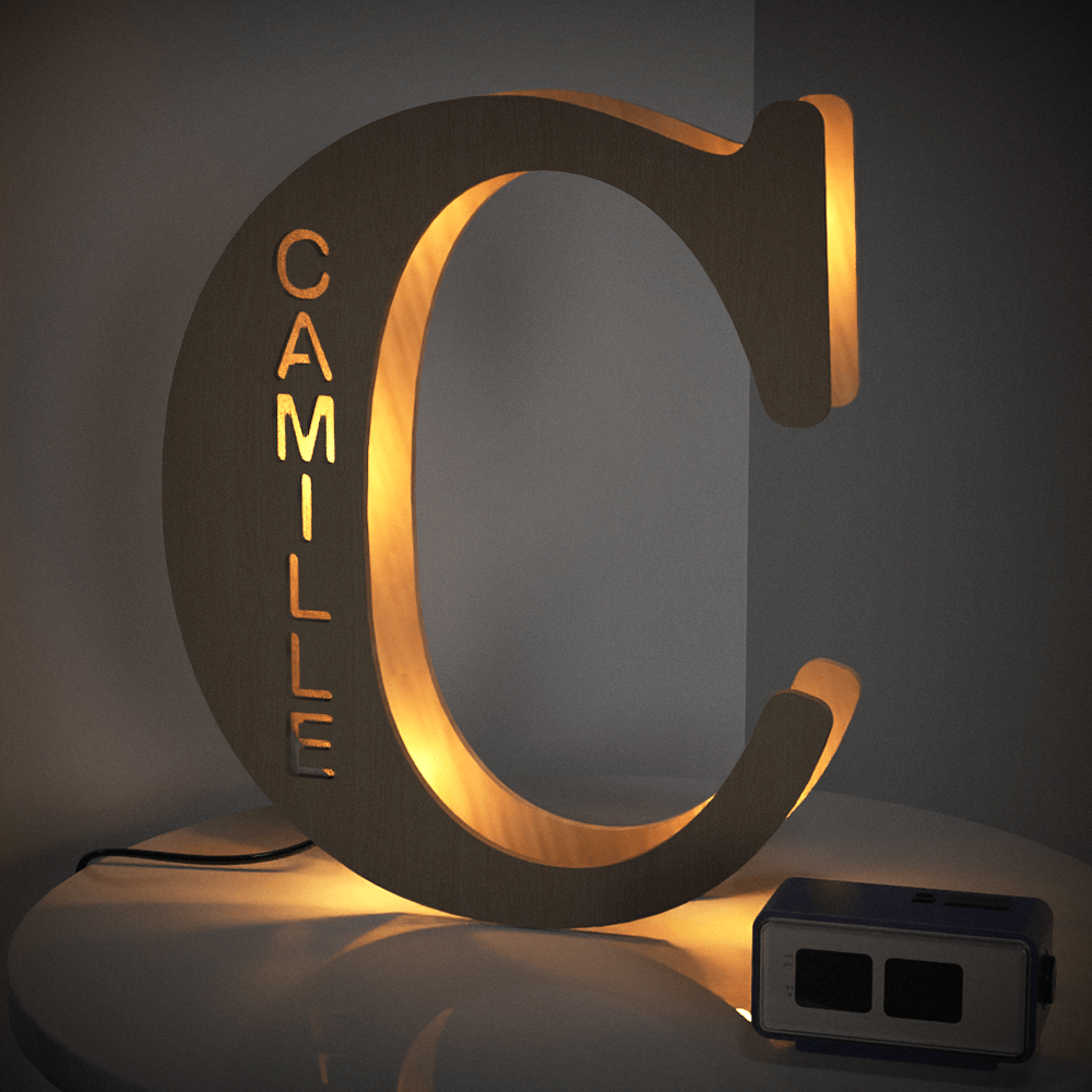 Radiant Custom Wooden Letter Lamp - Personalized Alphabet Night Light 19CM