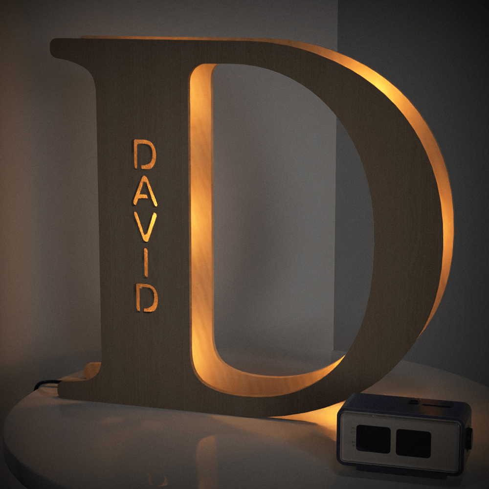 Radiant Custom Wooden Letter Lamp - Personalized Alphabet Night Light 19CM