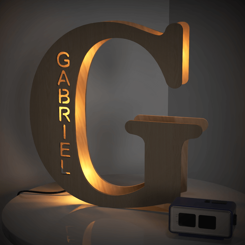 Radiant Custom Wooden Letter Lamp - Personalized Alphabet Night Light 19CM