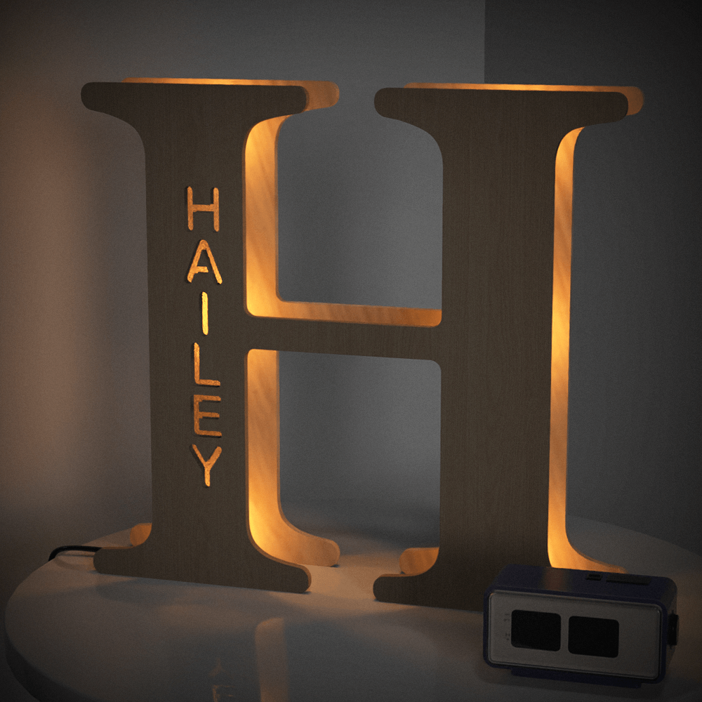 Radiant Custom Wooden Letter Lamp - Personalized Alphabet Night Light 19CM