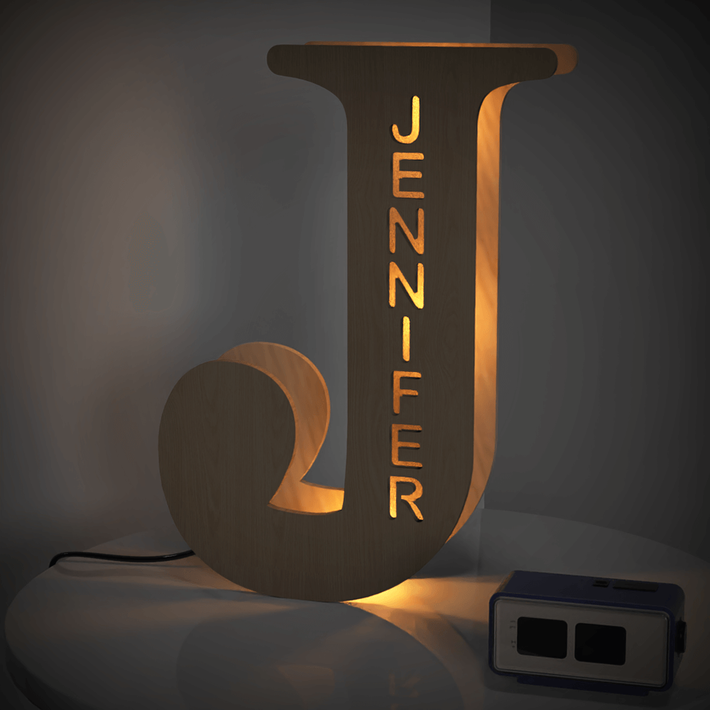 Radiant Custom Wooden Letter Lamp - Personalized Alphabet Night Light 19CM