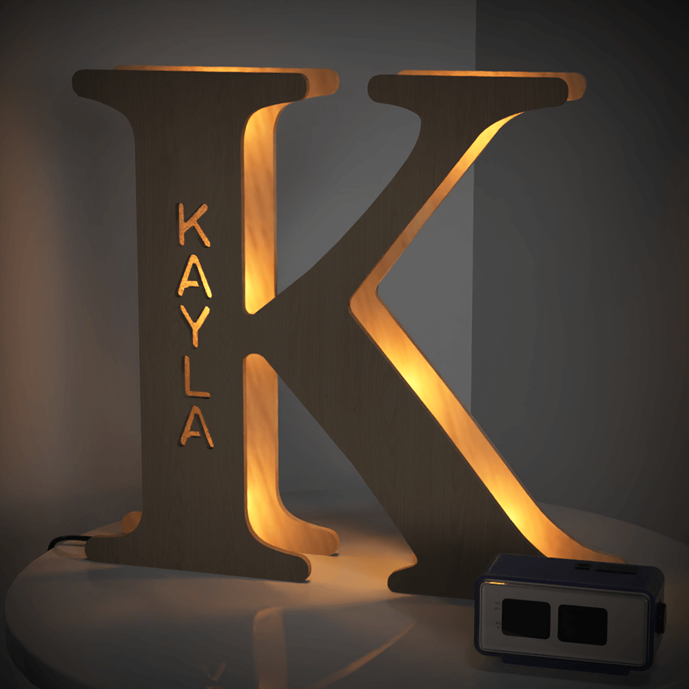 Radiant Custom Wooden Letter Lamp - Personalized Alphabet Night Light 19CM