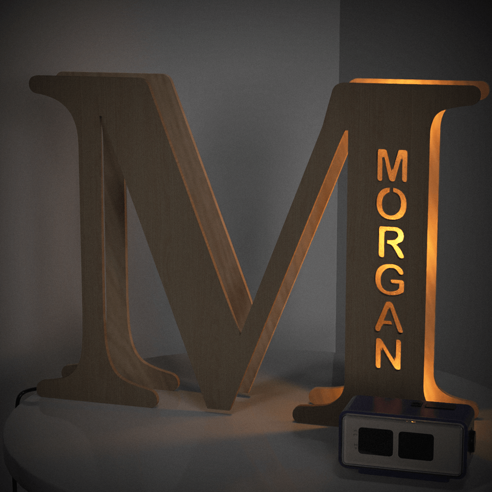 Radiant Custom Wooden Letter Lamp - Personalized Alphabet Night Light 19CM