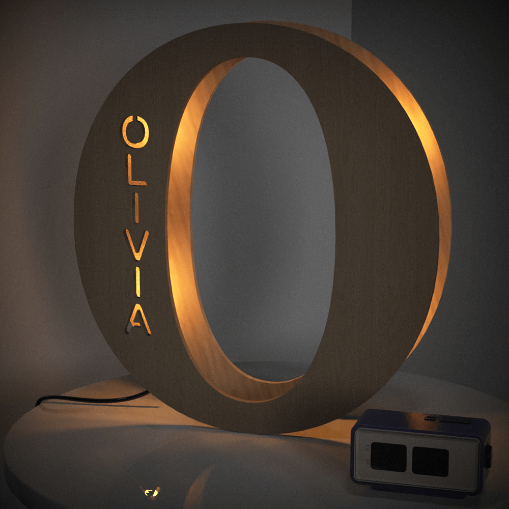 Radiant Custom Wooden Letter Lamp - Personalized Alphabet Night Light 19CM